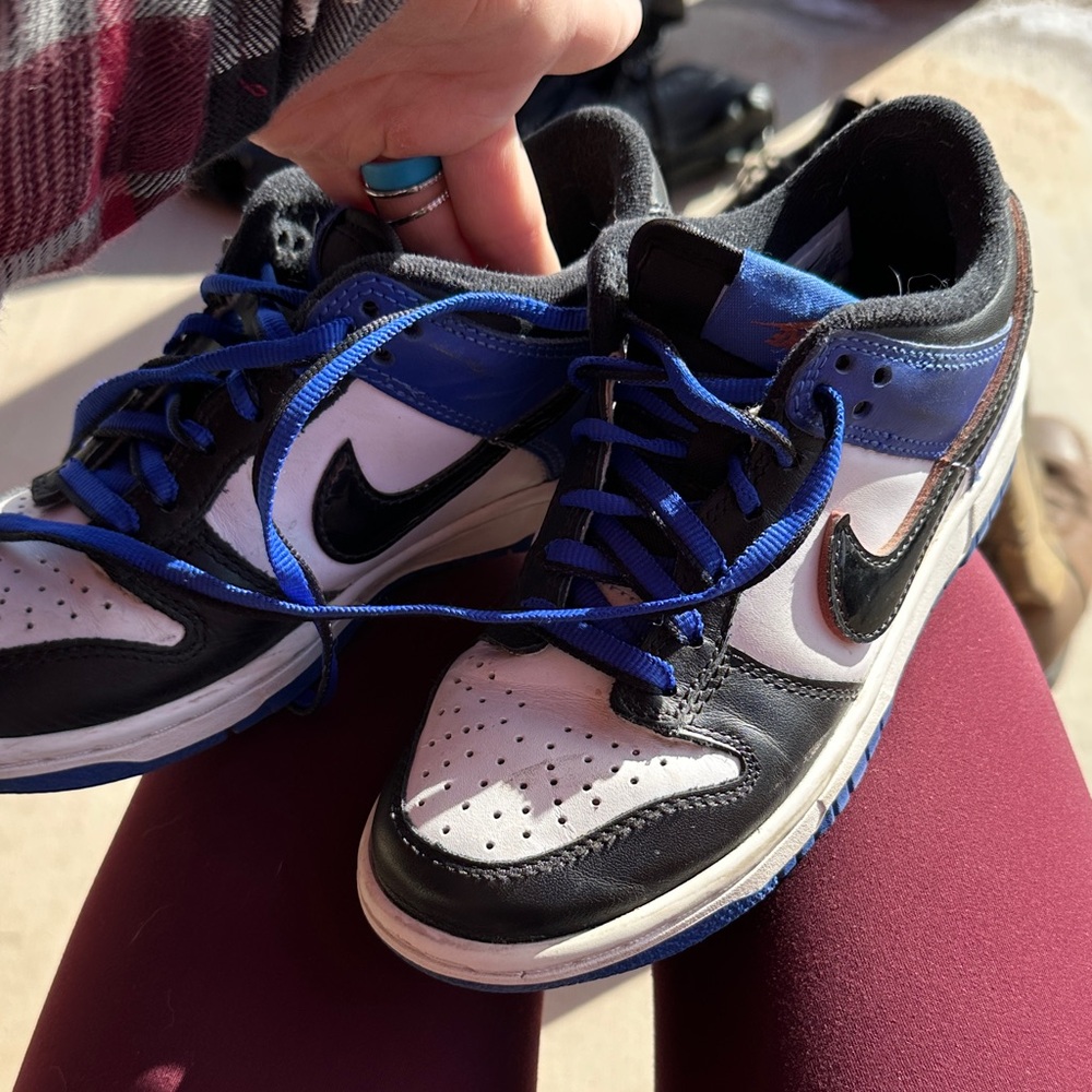 Nike kids Black and White Sneakers with Blue Accents